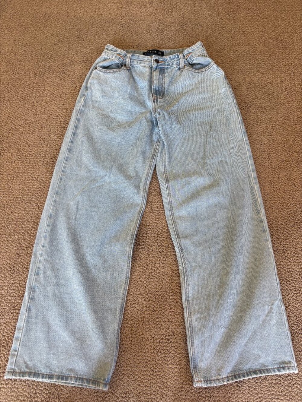 Lioness XS Light Wash Barrel Leg Jeans High Rise Double Button Waist